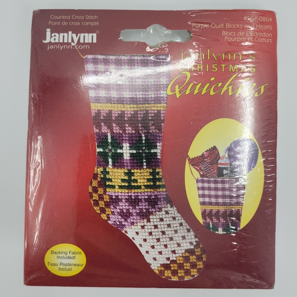 NEW Janlynn Counted Cross Stitch Kit Christmas Quickies Quilt Blocks & Hearts